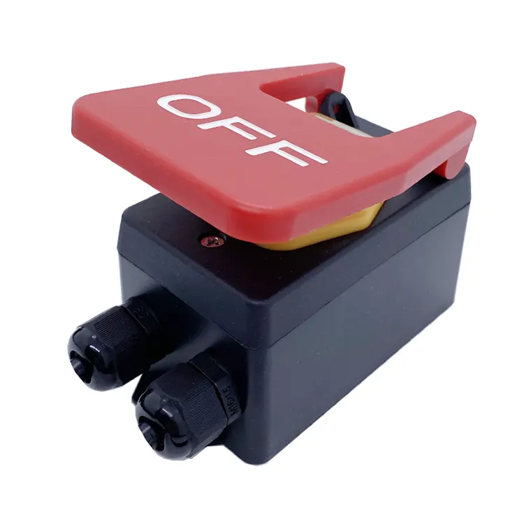 Interruttore elettromagnetico a pulsante grande rosso OFF da pannello 16A con scatola