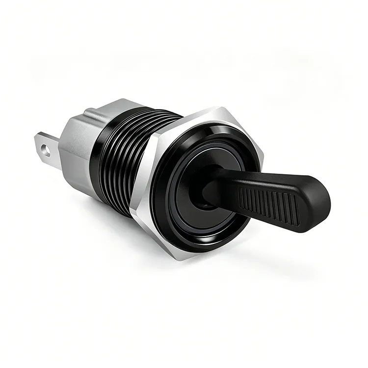 Interruttore a levetta in metallo nero da 16 mm