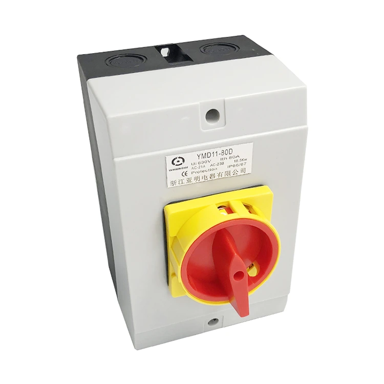 Interruttore isolatore da 80 A con scatola inferiore nera