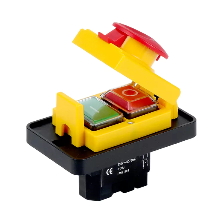 Interruttore elettromagnetico a pulsante con coperchio di arresto di emergenza a pannello grande 8A